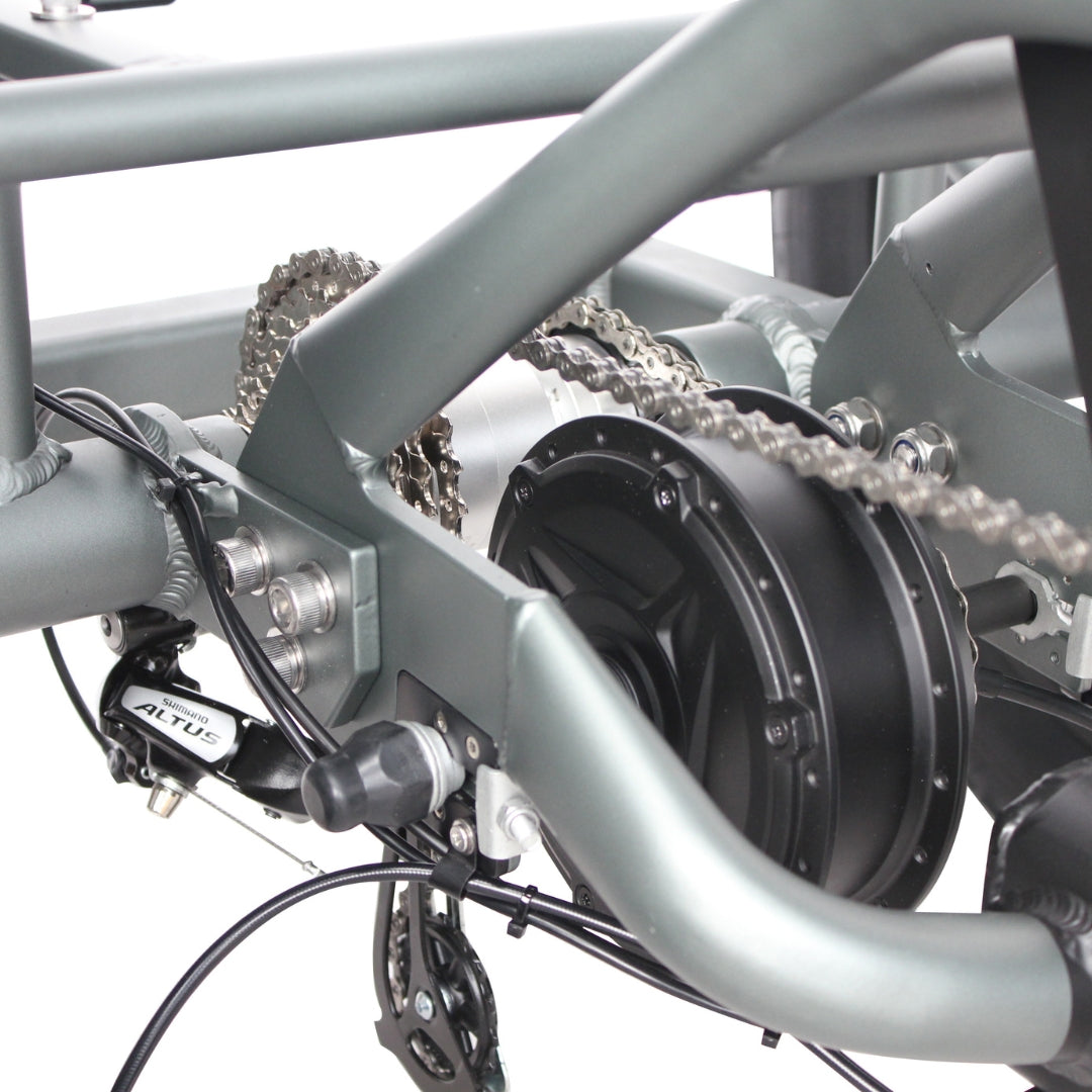 Papa Grande Pro 2026 Shimano 8-speed gear set with a rear 7-speed derailleur