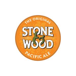 A round coaster or logo for Stone & Wood Pacific Ale, an Australian craft beer.