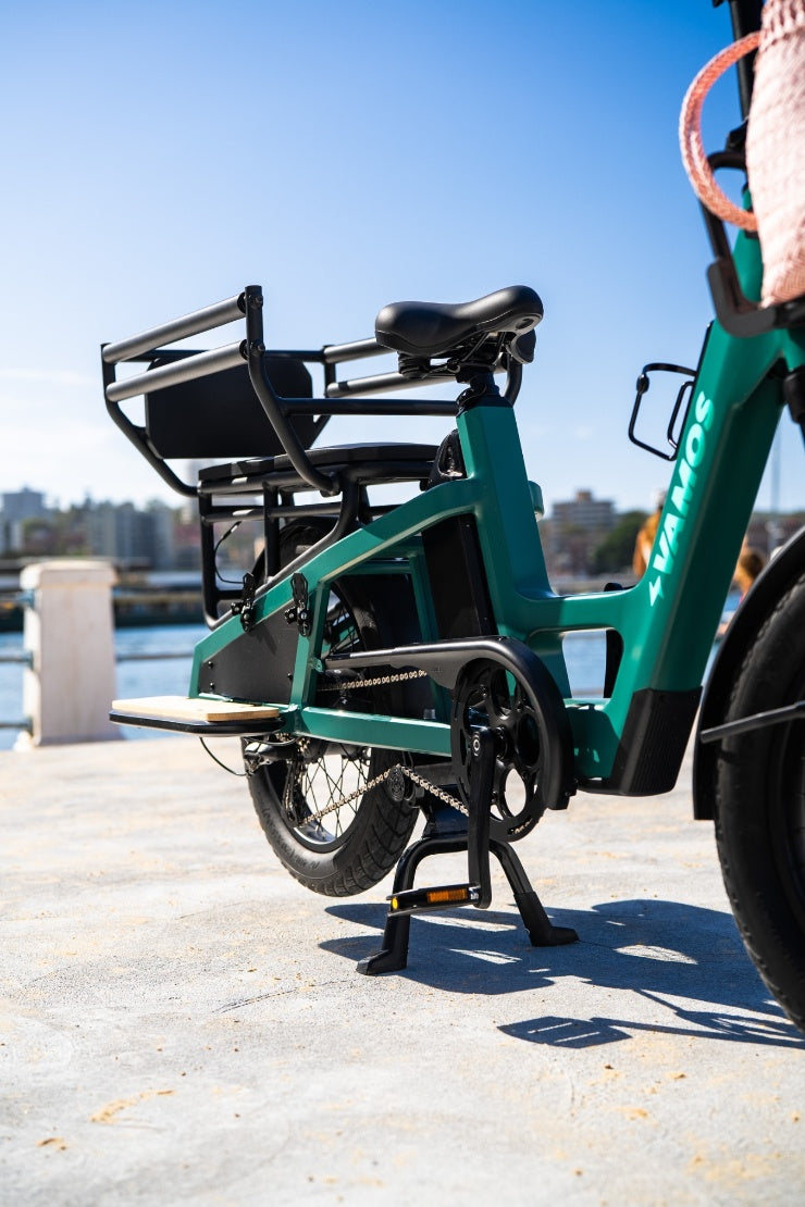 Vamos El Amigo Plus Ebike in Green Colorway featuring fat tyres and front suspension fork