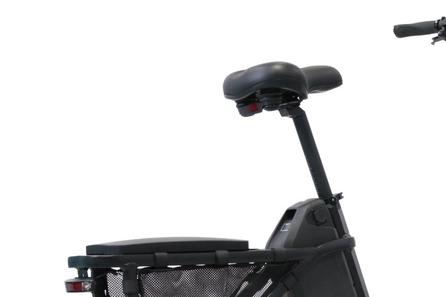 The rear section and saddle of a compact electric bike