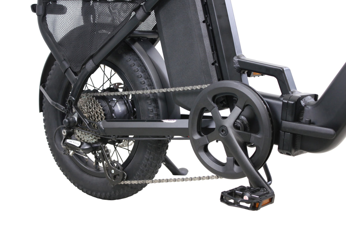 Close-up of a bicycle chain and gear system 