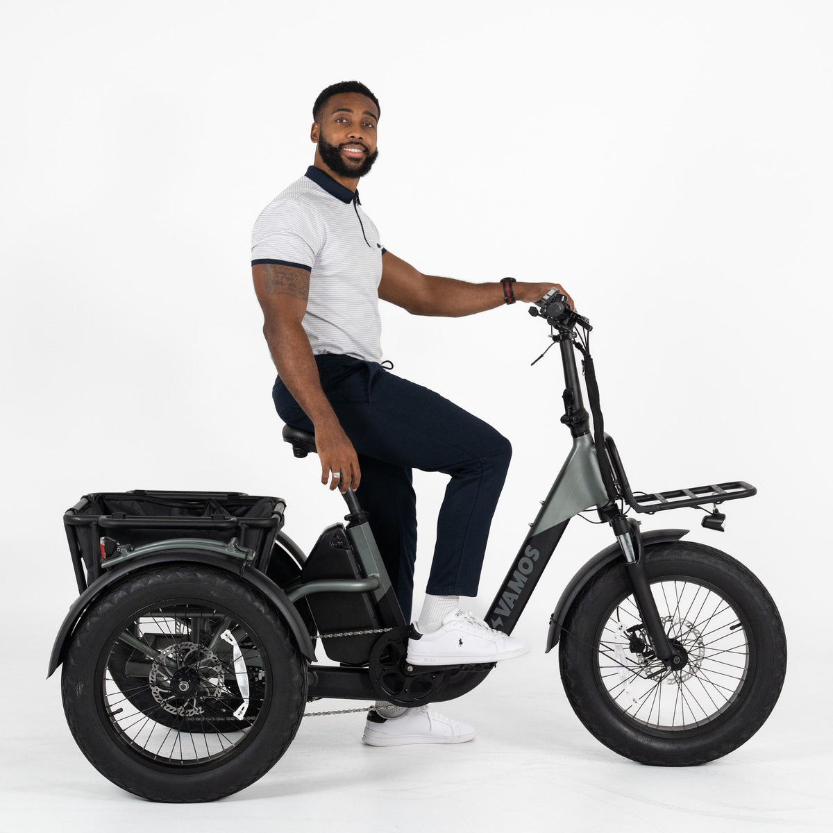 A man riding a Vamos El Papa Grande Pro Ebike
