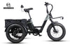 Vamos Papa Grande Pro, a fat-tire 3-wheel electric tricycle in a grey and black color scheme.